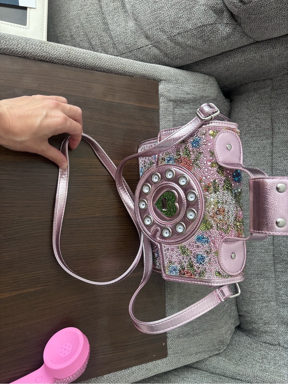 Betsey Johnson Kitsch Gimme a Ring Phone Bag in Pink (Working Phone) - Picture 14 of 14
